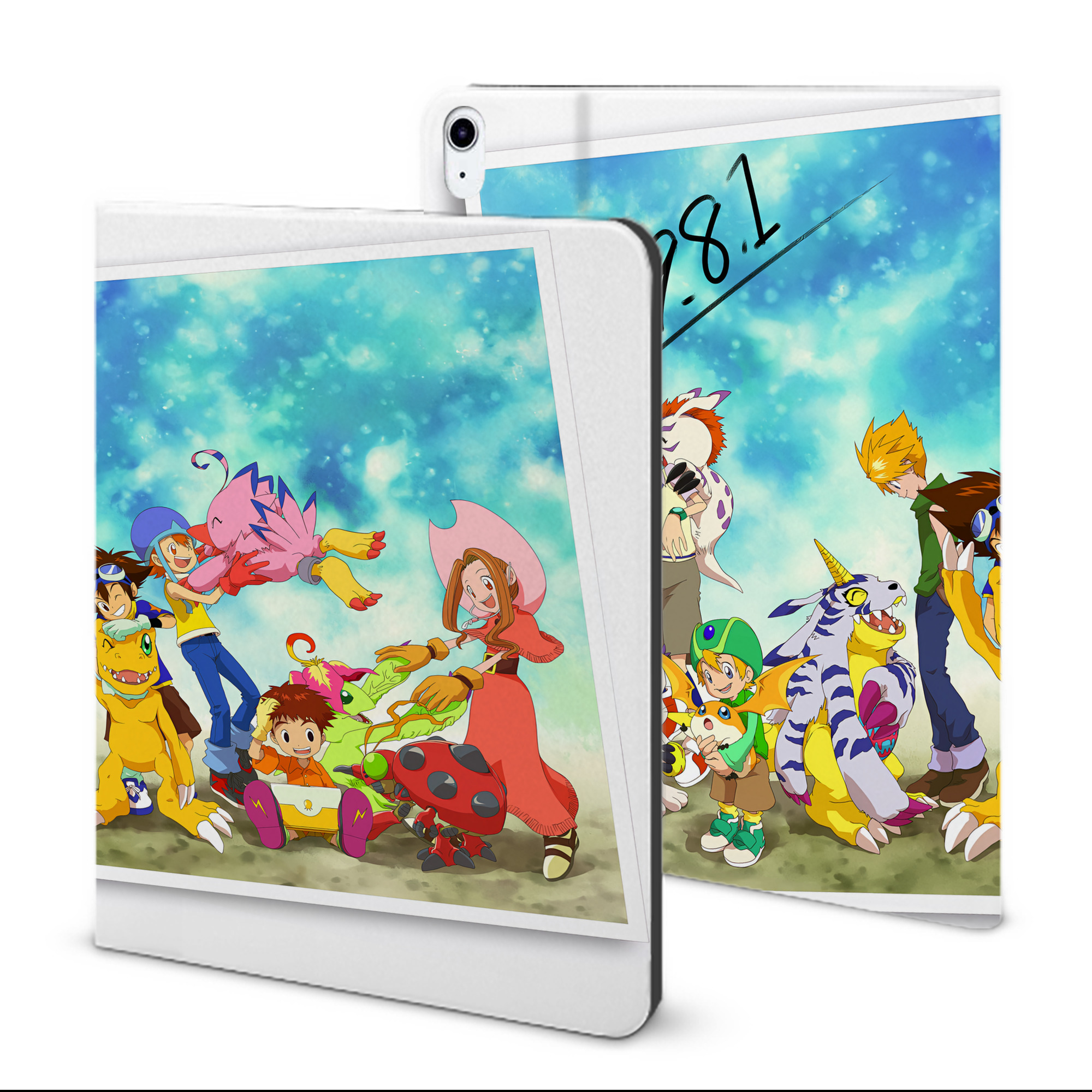 （画像用） Digimon デジタルモンスター/デジモン IPad ケース ブック型 PUレザー TPU 耐衝撃 軽量 薄型 ペン収納なし 全面保護 IPad 各モデル対応